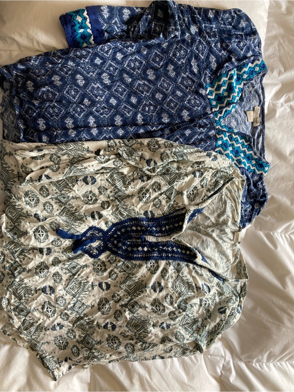Lucky Brand Blue and White Patterned Women’s Tops